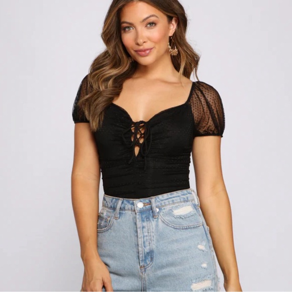 NWOT Black Lace Bodysuit - Picture 1 of 5